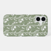 サージグリーンの植物 Quiet+Floral+シルエット iPhone 16ケース (裏面横)