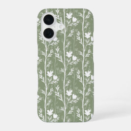 サージグリーンの植物 Quiet+Floral+シルエット iPhone 16ケース
