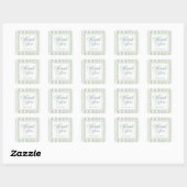 サージグリーンの水彩ウェディングサンクスカード スクエアシール (シート)