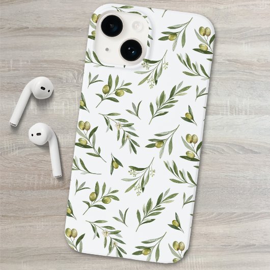 サージグリーンの水彩オリーブ Case-Mate iPhoneケース
