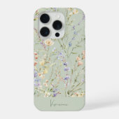 サージグリーンの水彩フラワー iPhoneケース (裏面)