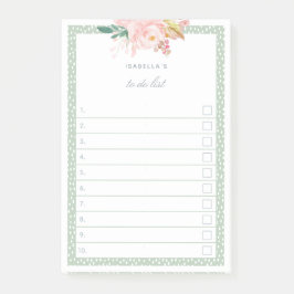 サージグリーンの水彩牡丹が道順に並ぶ ポストイット