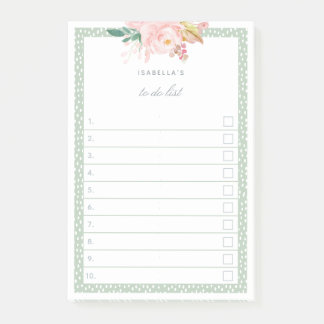 サージグリーンの水彩牡丹が道順に並ぶ ポストイット