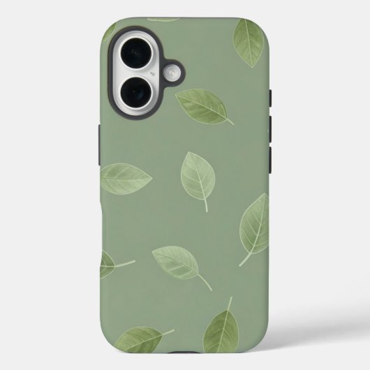 サージグリーンの水彩葉っぱ柄 Case-Mate iPhoneケース (裏面)