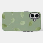 サージグリーンの水彩葉っぱ柄 Case-Mate iPhoneケース (裏面 (横))