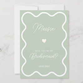 サージグリーンの波線であなたが私のブライズメイドになってくれる？ 招待状