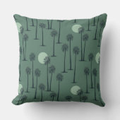 サージグリーンの砂漠の夕日とヤシの木 クッション (正面)