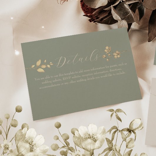 サージグリーンの結婚式詳細カード エンクロージャーカード