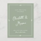 サージグリーンオリーブの結婚式Save the Date ポストカード (正面)