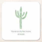 サージグリーンサグアーロサボス結婚のカクテルアワー スクエアペーパーコースター (正面)