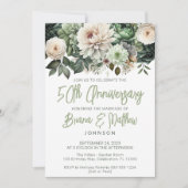 サージグリーンフラワー 50周年結婚記念日  招待状 (正面)