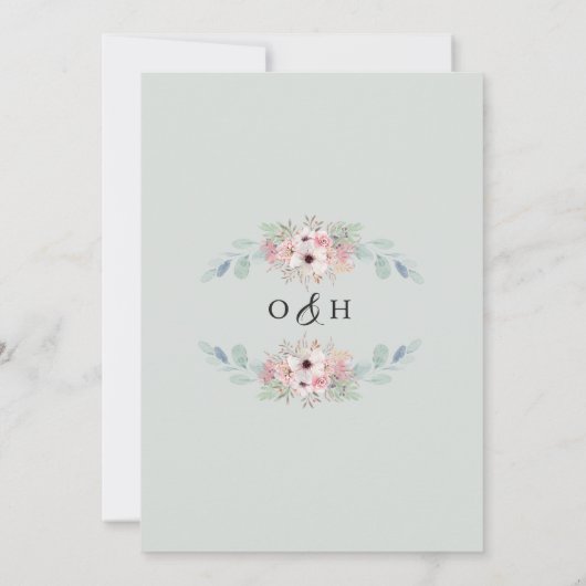 サージグリーンフローラユーカリプ結婚タスグリーンレリーズI 招待状 (裏面)