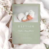 サージグリーンモダン写真バプテスマ 招待状