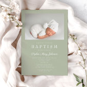 サージグリーンモダン写真バプテスマ 招待状