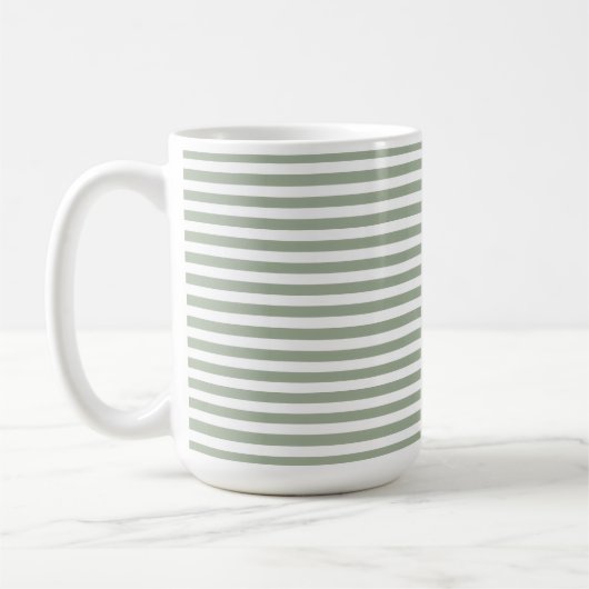 サージグリーン白ストライプクリスマスコーヒーマグ コーヒーマグカップ (左)