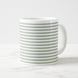 サージグリーン白ストライプクリスマスコーヒーマグ ジャンボコーヒーマグカップ
