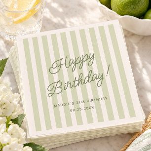 サージグリーン誕生日コーストカジュアル風カスタムネーム スタンダードカクテルナプキン