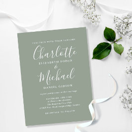 サージグリーン サイン Wedding インビテーションポストカード