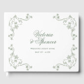 サージグリーン ヴィンテージ フラワー ウェディング ゲストブック (正面)