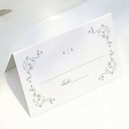 サージグリーン ヴィンテージ 結婚式 卓上番号札 プレイスカード