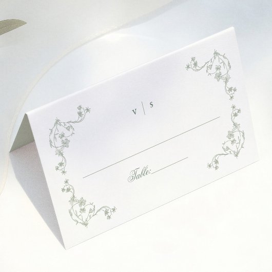 サージグリーン ヴィンテージ 結婚式 卓上番号札 プレイスカード