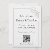 サージグリーン 静かなラグジュアリー QRコード Save the Date セーブザデート (正面)
