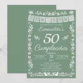 サージグリーン 50歳の誕生日パーティー 招待状 (正面/裏面)