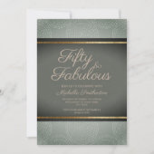 サージダーク素朴グリーン金ゴールド抽象芸術50th誕生日 招待状 (正面)