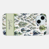 サージパーソナライズされたエレガントグの緑のモミ Case-Mate iPhoneケース (裏面 (横))