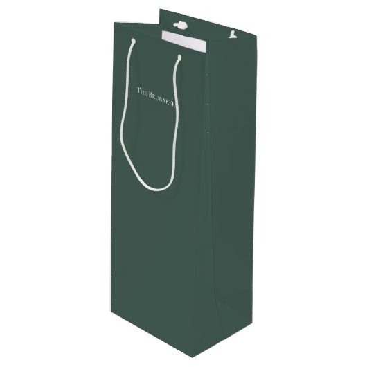 サージパーソナライズされたグ無地のグリーンミニマリストホリデー ワインギフトバッグ (正面アングル)