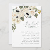サージモダンエレガントアイボリーフローラブライダルシャワー 招待状 (正面)