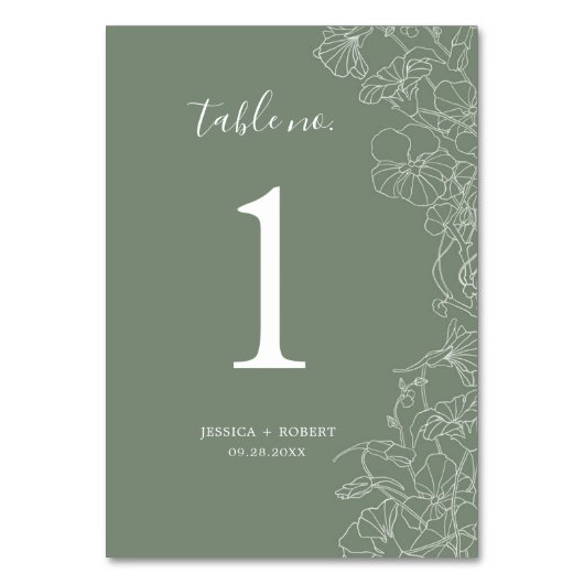 サージモダングリーンフローラ結婚ズ テーブルナンバー (正面)