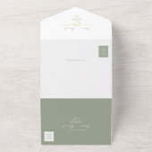 サージモダングリーン金ゴールド結婚ズ オールインワン招待状 (外側)