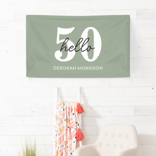 サージモダンミニマルグリーンタイポグラフィ50歳 横断幕 (インサイチュ)