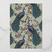 サージュエレガントグリーンフローラピーコッ結婚クス 箔招待状 (裏面)