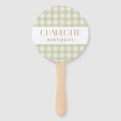 サージュエレガントグリ名門私立校風のジンガムのチェック ハンドファン (正面)