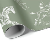 サージュモダングスタイリッシュグリーン乗馬トイル ラッピングペーパー (ロールコーナー)