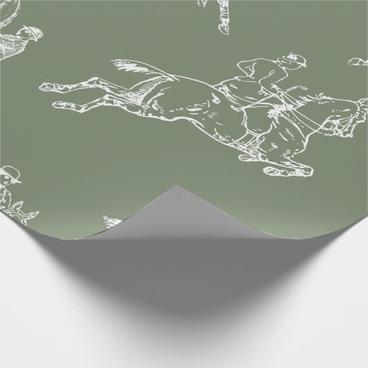 サージュモダングスタイリッシュグリーン乗馬トイル ラッピングペーパー (角)