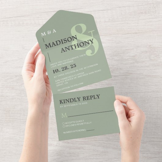 サージュモダングリお洒落ンパ結婚ンサンド オールインワン招待状 (貼ってはがせる)