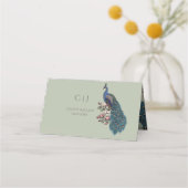 サージュ素朴グリーンフローラピーコッ結婚クス プレイスカード (裏面)