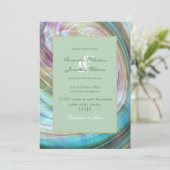 サージユニークエレガント金ゴールドティール(緑がかった色)パープル抽象芸術アート 招待状 (スタンド正面)