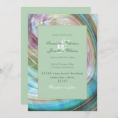 サージユニークエレガント金ゴールドティール(緑がかった色)パープル抽象芸術アート 招待状 (正面/裏面)