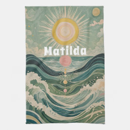 サージ太陽のュパーソナライズされた キッチンタオル