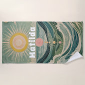 サージ太陽のュパーソナライズされた ビーチタオル (正面)