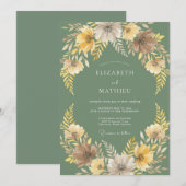 サージ オーカー 葉っぱ 結婚式 招待状 (正面/裏面)