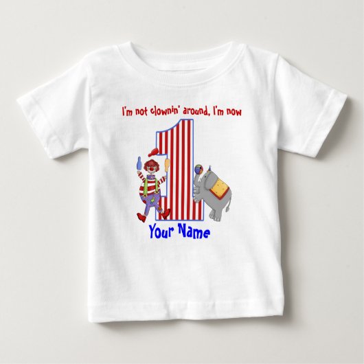 サースピエロ1歳の誕生日シャツ ベビーTシャツ (正面)