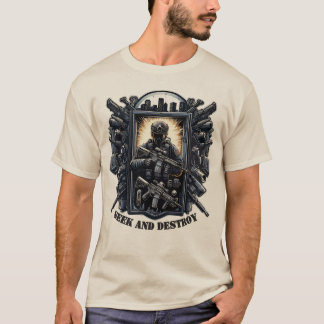 サーチ・アンド・デストロイ タクティカル ミリタリー ゲーミングTシャツ Tシャツ