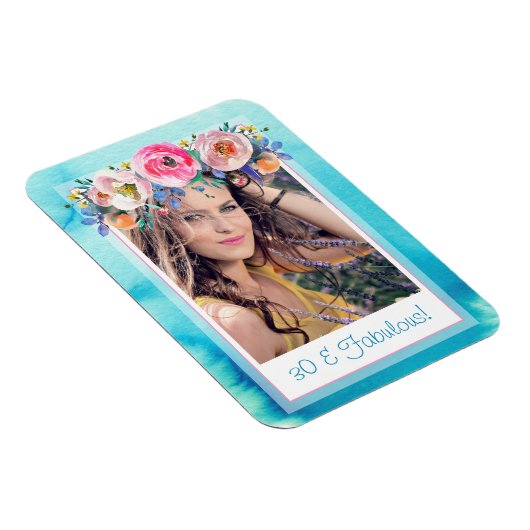 サーティアンドファブルーズブルーフローラ写真テンプレート マグネット (右側)