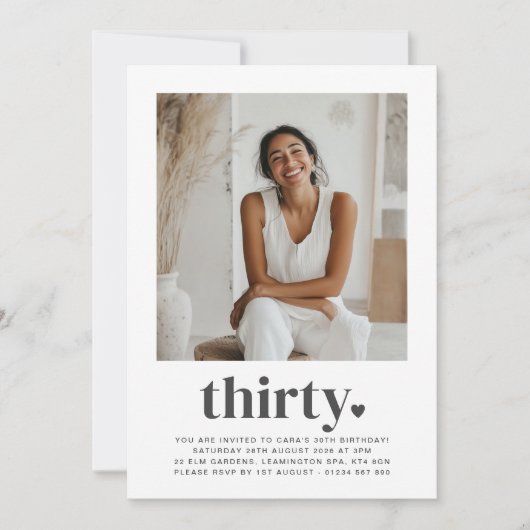 サーティハートスクエアフォト誕生日 招待状 (正面)