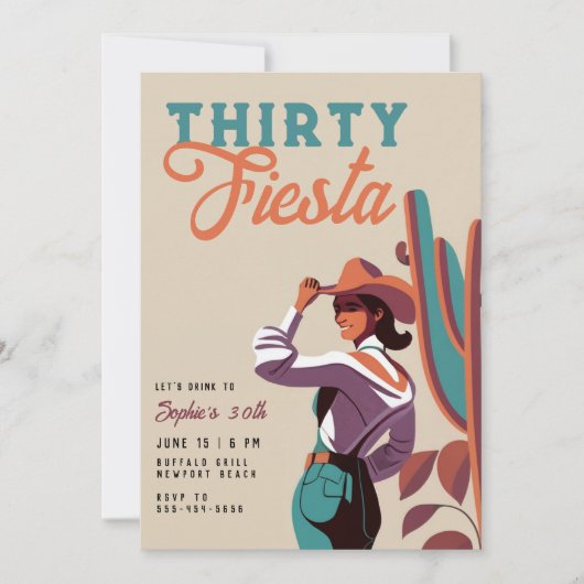サーティフィエスタレトロカントリーウェスタン30歳の誕生日 招待状 (正面)